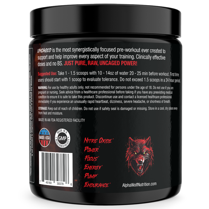 Uncaged Pre-Workout Suggested Use and Disclaimer