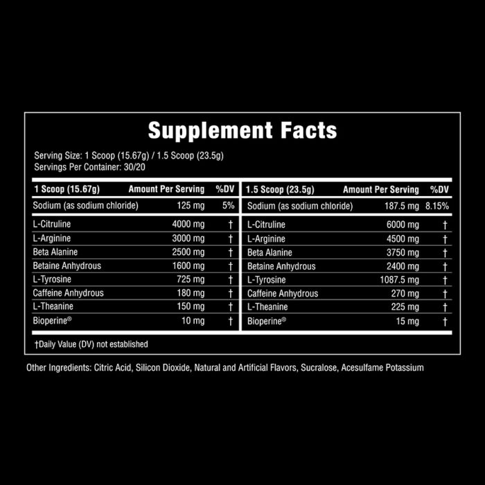 Uncaged Pre-Workout Supplement Facts
